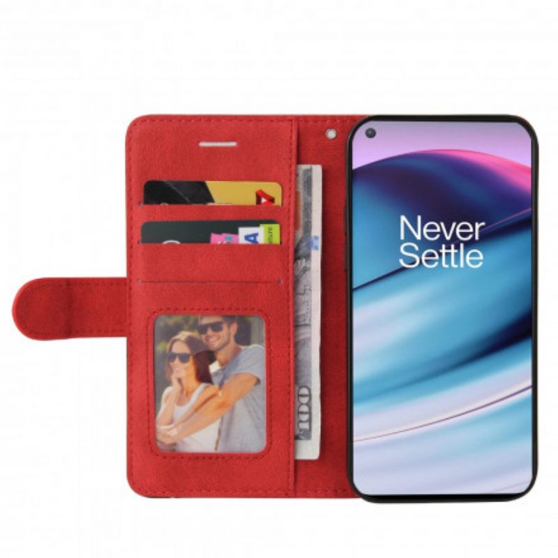 Flip Case Für OnePlus Nord CE 5G Zweifarbiges. Charakteristisches Kunstleder