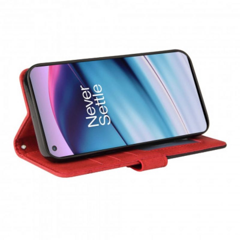 Flip Case Für OnePlus Nord CE 5G Zweifarbiges. Charakteristisches Kunstleder