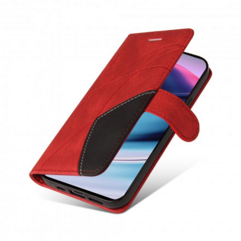 Flip Case Für OnePlus Nord CE 5G Zweifarbiges. Charakteristisches Kunstleder