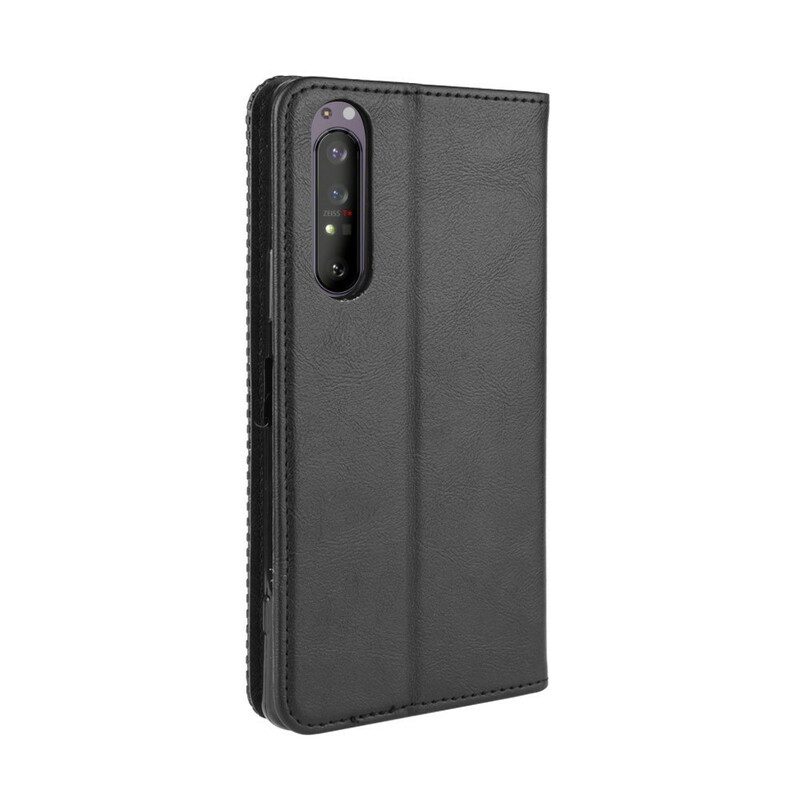 Schutzhülle Für Sony Xperia 5 II Flip Case Stilisierter Vintage-ledereffekt