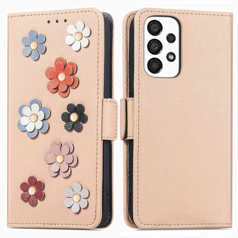 Flip Case Für Samsung Galaxy A23 5G 3d-blumen