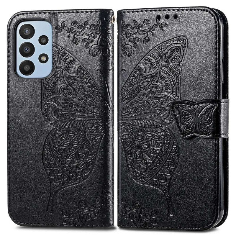 Flip Case Für Samsung Galaxy A23 5G Barocker Schmetterling