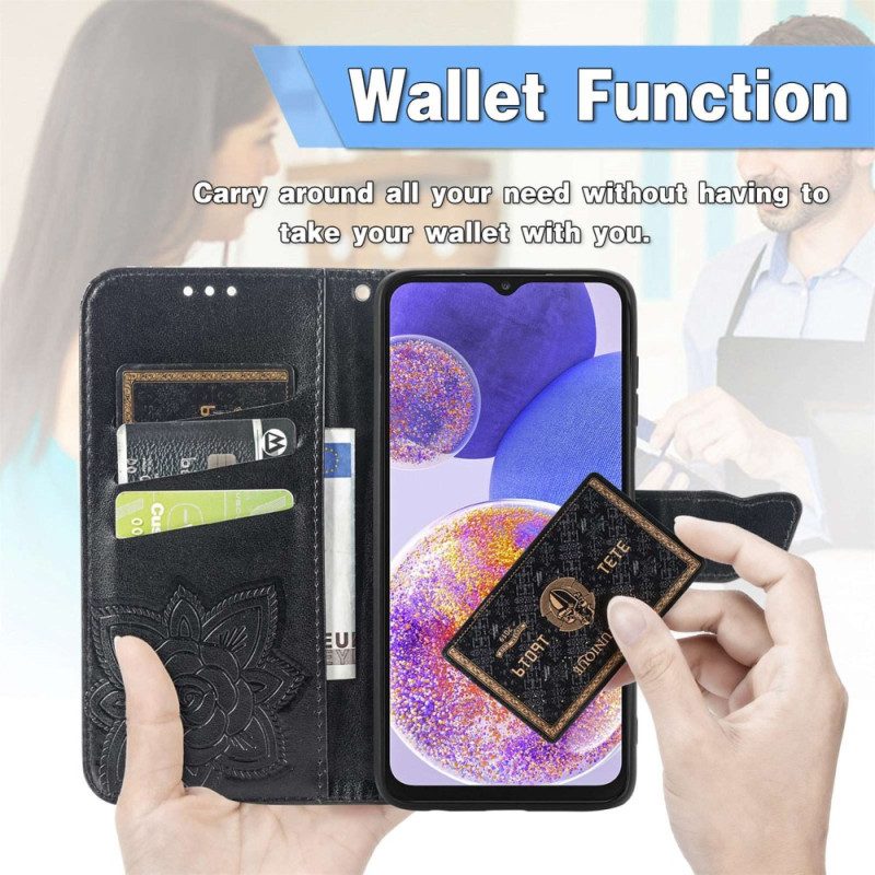 Flip Case Für Samsung Galaxy A23 5G Barocker Schmetterling