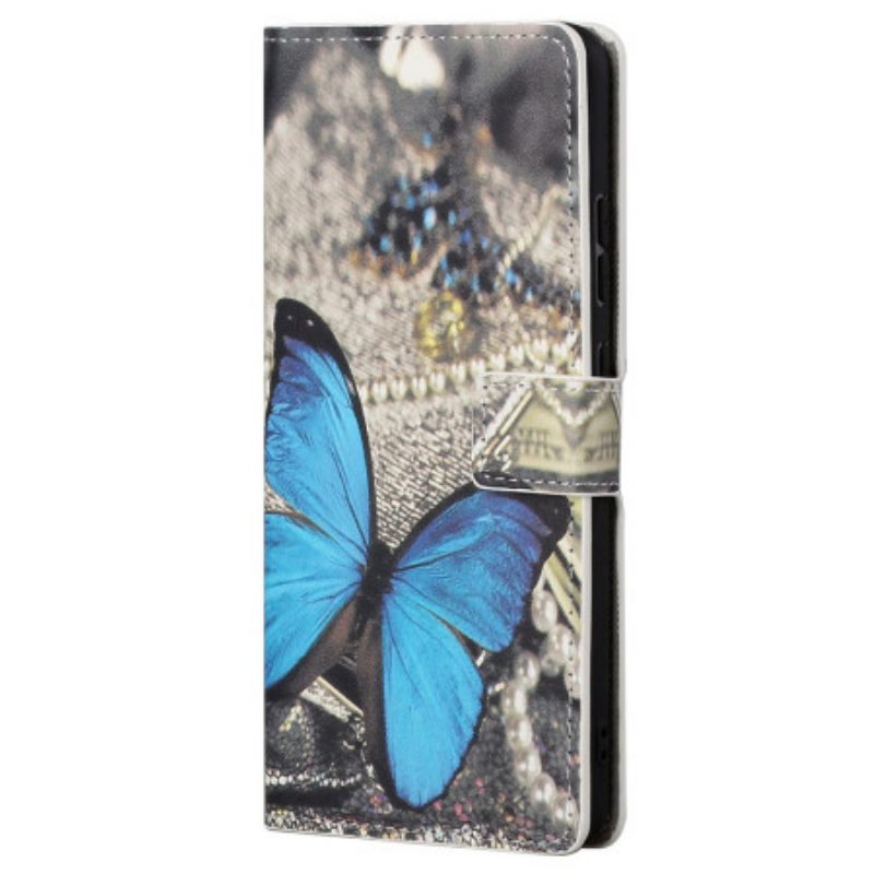 Flip Case Für Samsung Galaxy A23 5G Blauer Schmetterling