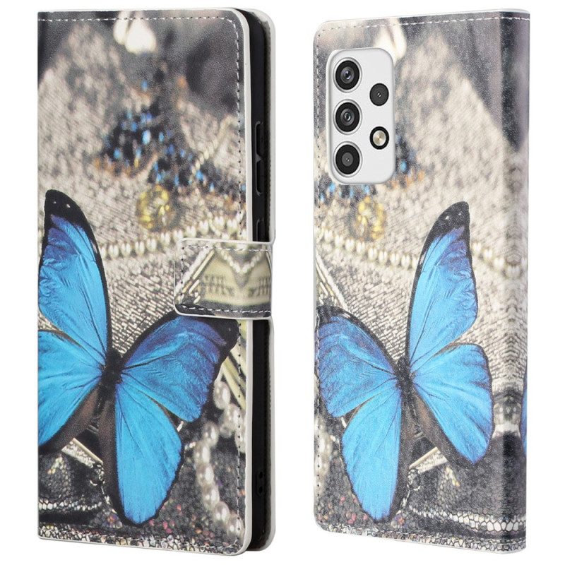 Flip Case Für Samsung Galaxy A23 5G Blauer Schmetterling