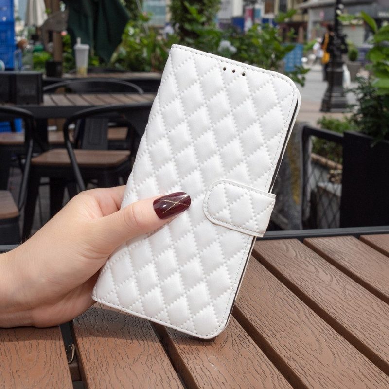 Flip Case Für Samsung Galaxy A23 5G Gesteppte Binfen-farbe