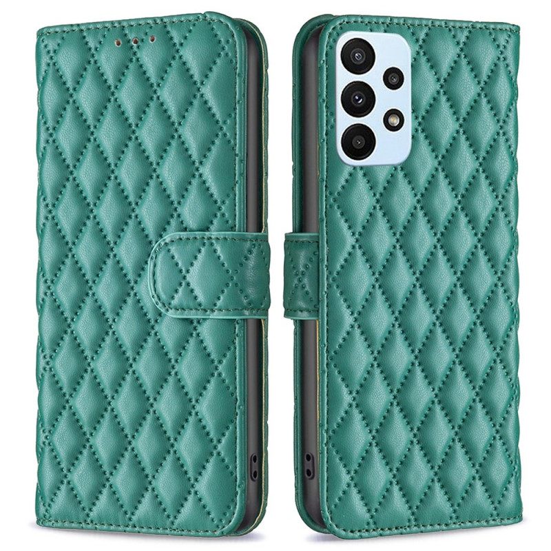 Flip Case Für Samsung Galaxy A23 5G Gesteppte Binfen-farbe