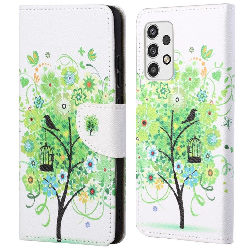 Flip Case Für Samsung Galaxy A23 5G Grüner Laubbaum