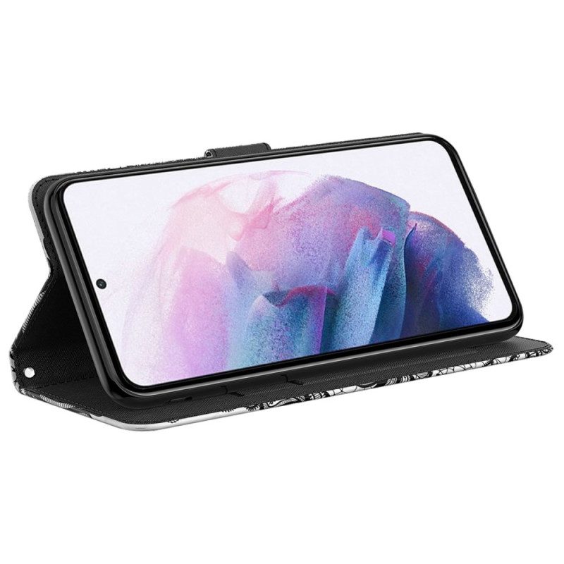 Flip Case Für Samsung Galaxy A23 5G Mit Kordel Riemchenspitze