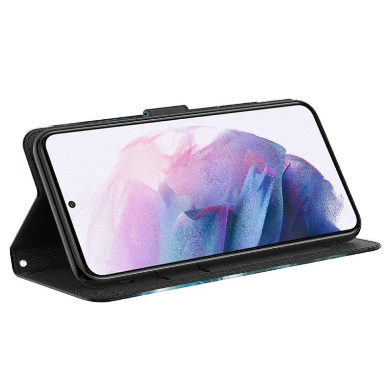 Flip Case Für Samsung Galaxy A23 5G Mit Kordel Schlüsselband Wolf