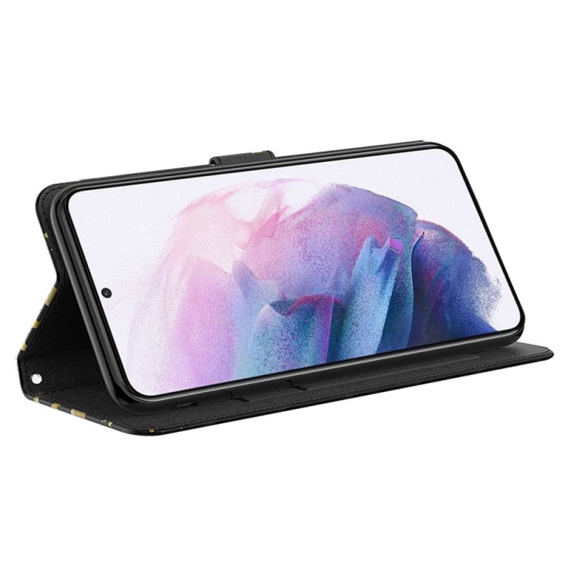 Flip Case Für Samsung Galaxy A23 5G Mit Kordel Tanga-schmetterlinge