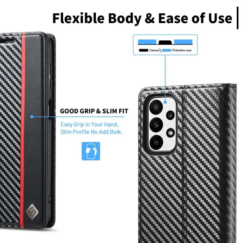 Schutzhülle Für Samsung Galaxy A23 5G Flip Case Kohlefaser Lc.imeeke