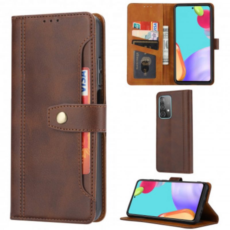 Flip Case Für Samsung Galaxy A72 4G / A72 5G Kartenhalter Und Riemen Vorne