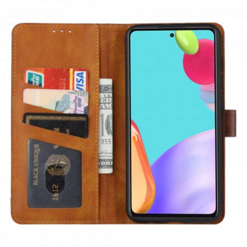 Flip Case Für Samsung Galaxy A72 4G / A72 5G Kartenhalter Und Riemen Vorne