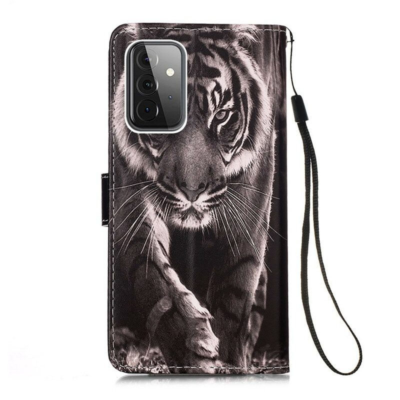 Flip Case Für Samsung Galaxy A72 4G / A72 5G Nachttiger