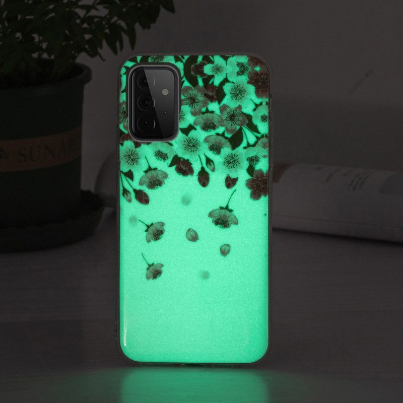 Handyhülle Für Samsung Galaxy A72 4G / A72 5G Fluoreszierende Blumen