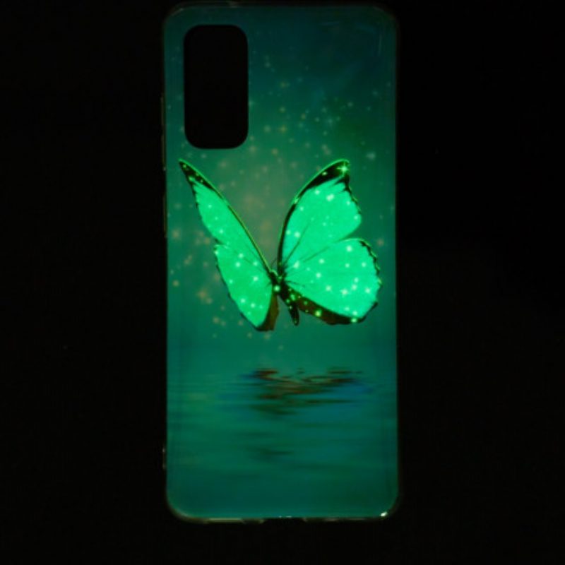 Handyhülle Für Samsung Galaxy A72 4G / A72 5G Fluoreszierende Schmetterlingsserie