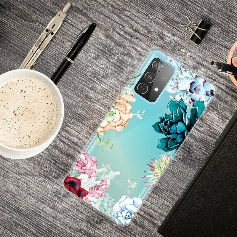 Handyhülle Für Samsung Galaxy A72 4G / A72 5G Nahtlose Aquarellblumen