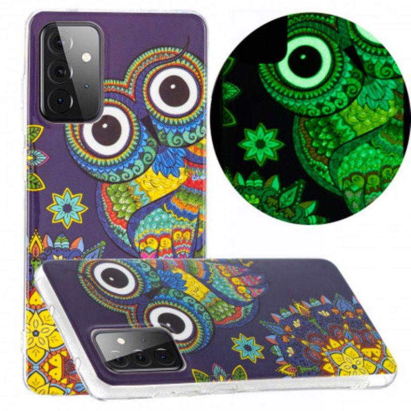 Hülle Für Samsung Galaxy A72 4G / A72 5G Fluoreszierendes Eulen-mandala