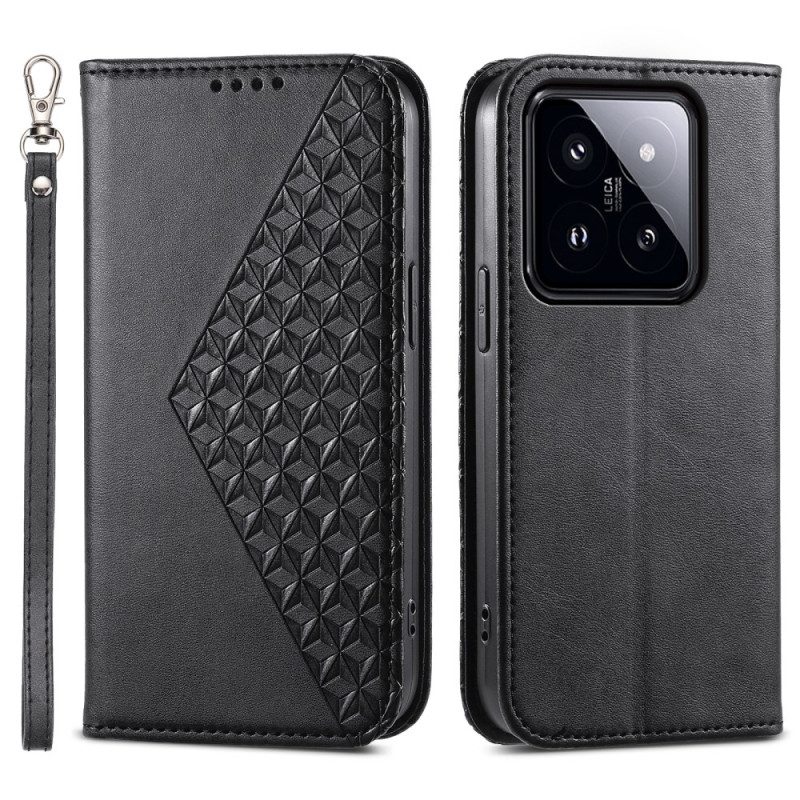 Flip Case Xiaomi 14 Pro Handyhülle 3d-diamanten Mit Riemen