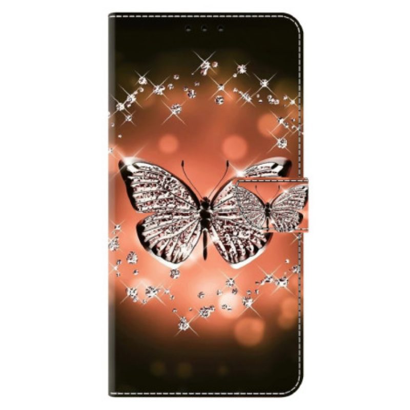 Lederhüllen Für Xiaomi 14 Pro Kristallschmetterling