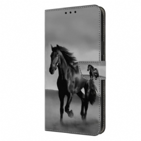 Lederhüllen Für Xiaomi 14 Pro Schwarzes Pferd