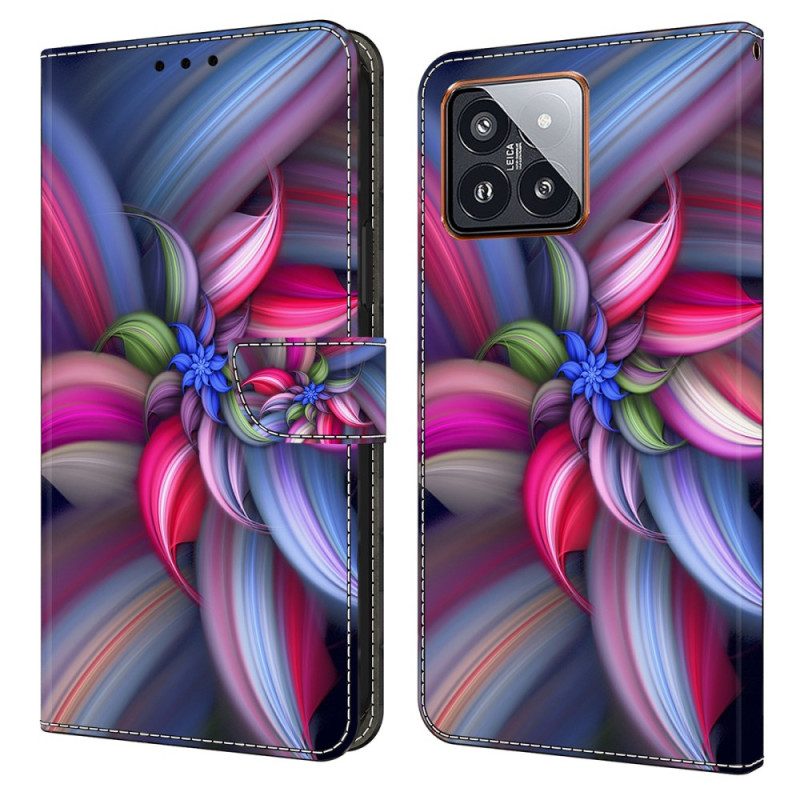 Lederhüllen Xiaomi 14 Pro Bunte Blumen