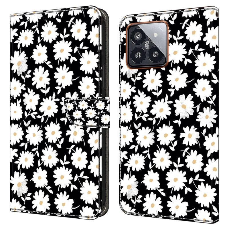 Lederhüllen Xiaomi 14 Pro Handyhülle Blumen