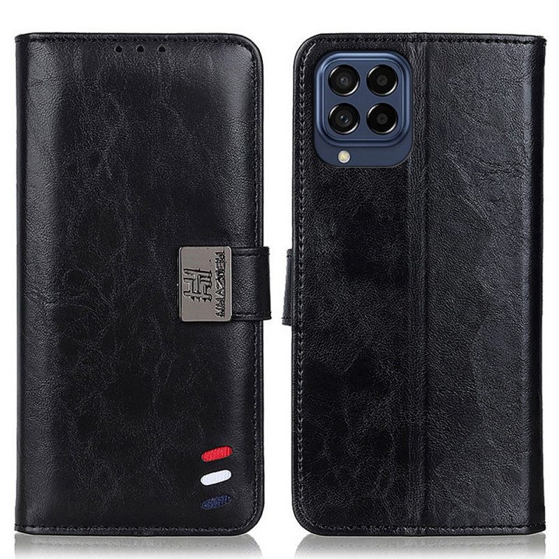 Flip Case Für Samsung Galaxy M53 5G Dreifarbiger Silberverschluss