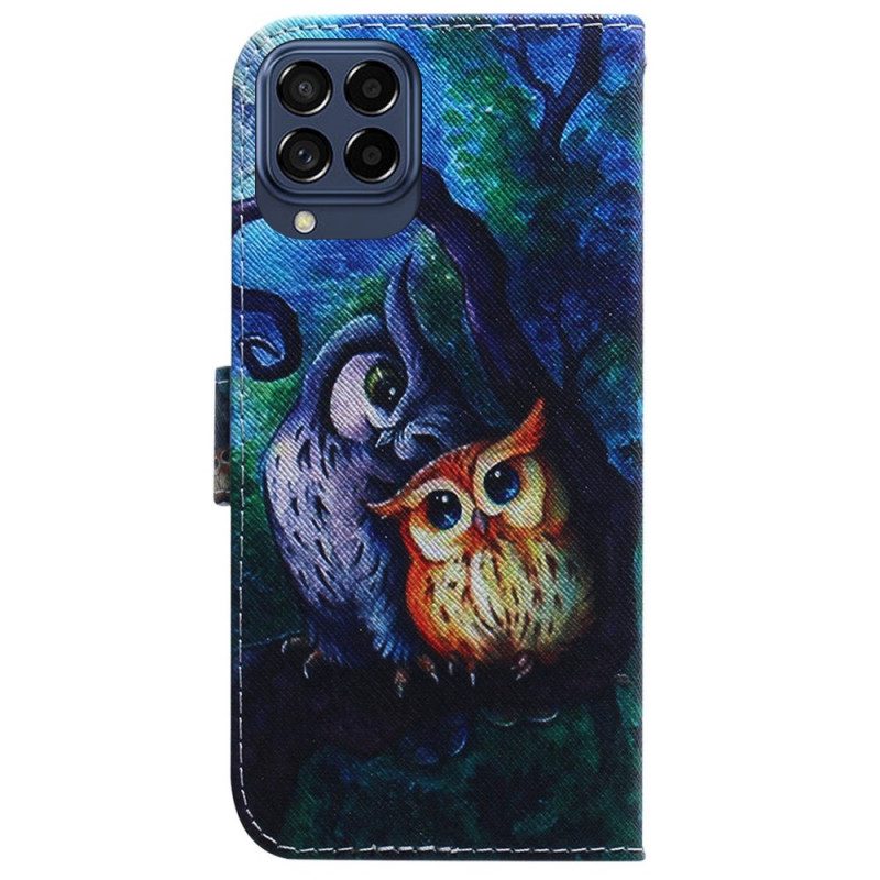 Flip Case Für Samsung Galaxy M53 5G Eulen Malen