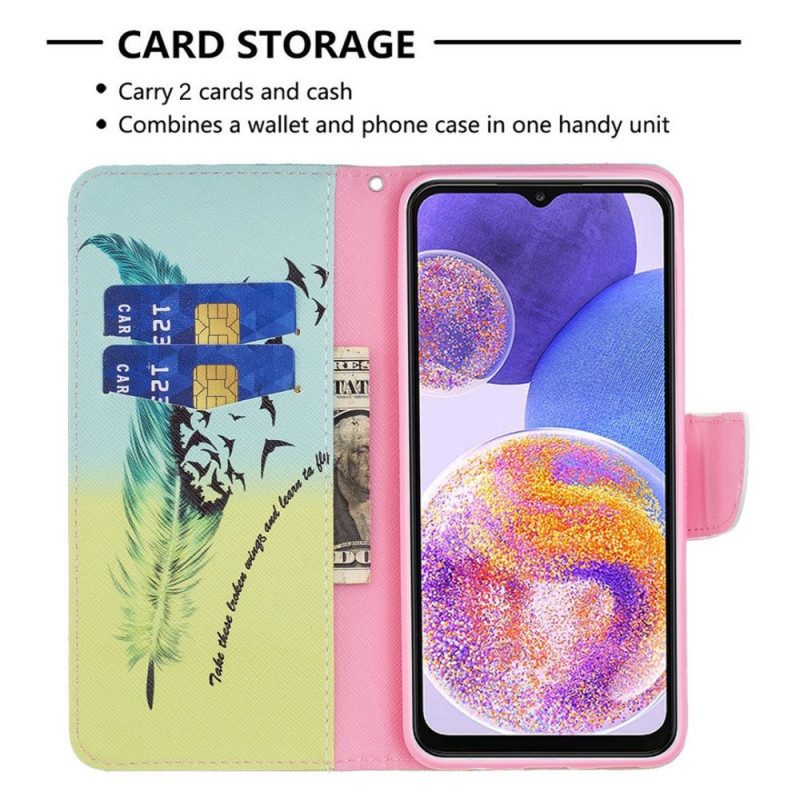 Flip Case Für Samsung Galaxy M53 5G Feder