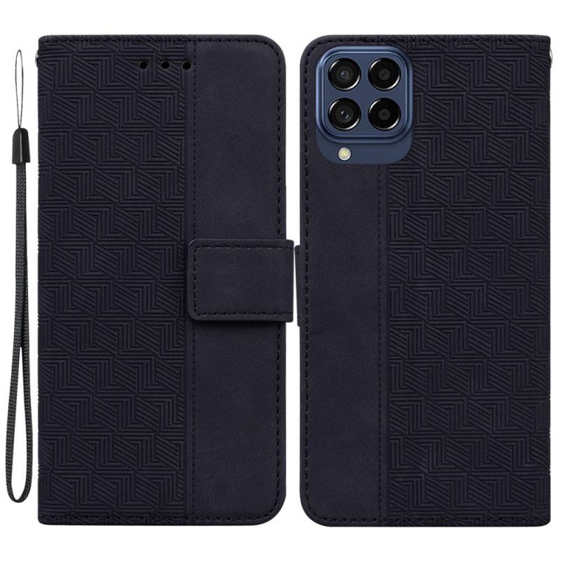 Flip Case Für Samsung Galaxy M53 5G Mit Kordel Riemchenmuster