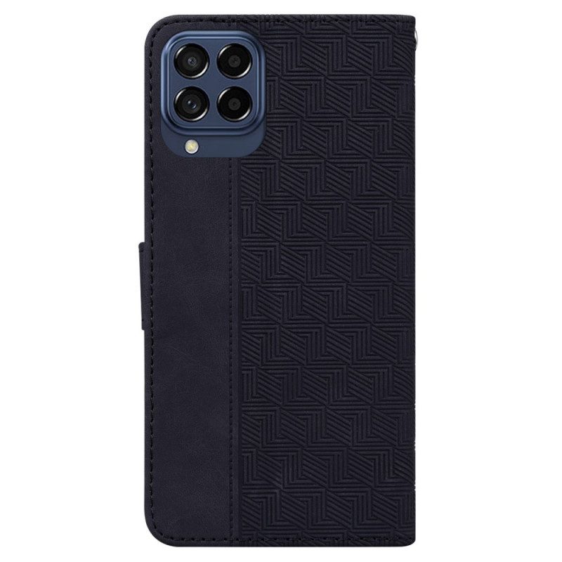 Flip Case Für Samsung Galaxy M53 5G Mit Kordel Riemchenmuster