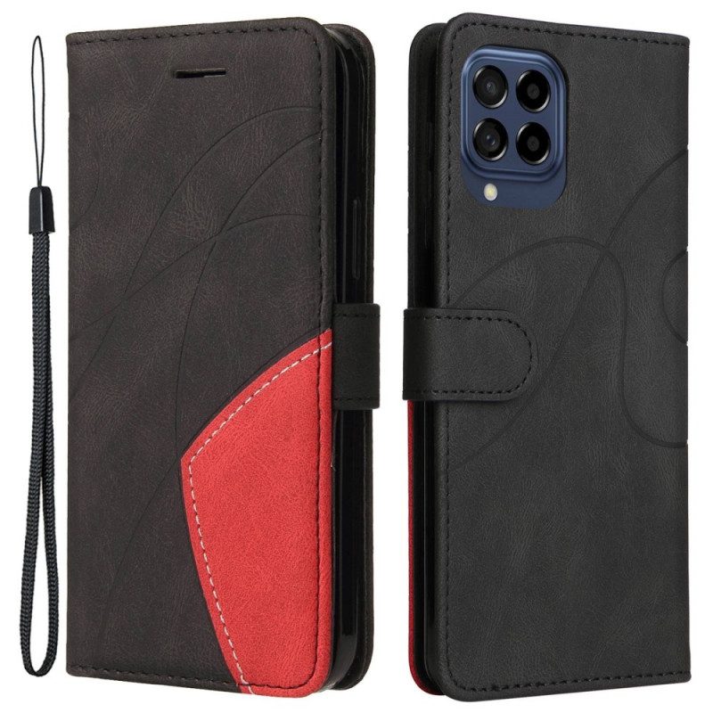 Flip Case Für Samsung Galaxy M53 5G Mit Kordel Zweifarbiger Riemen