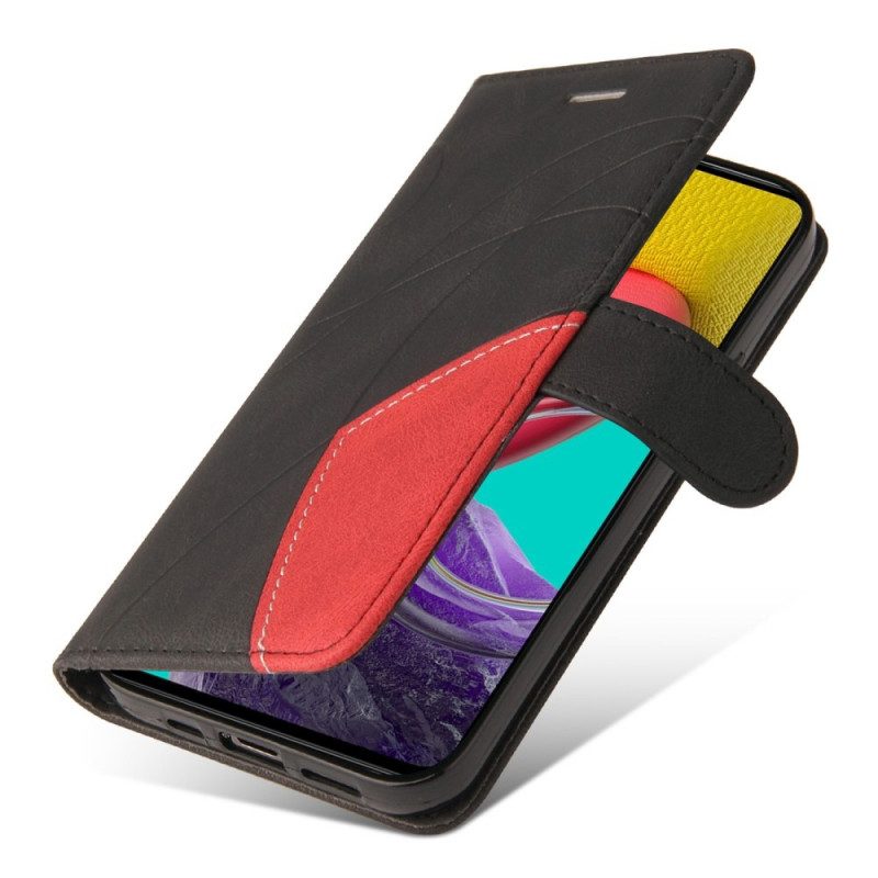 Flip Case Für Samsung Galaxy M53 5G Mit Kordel Zweifarbiger Riemen