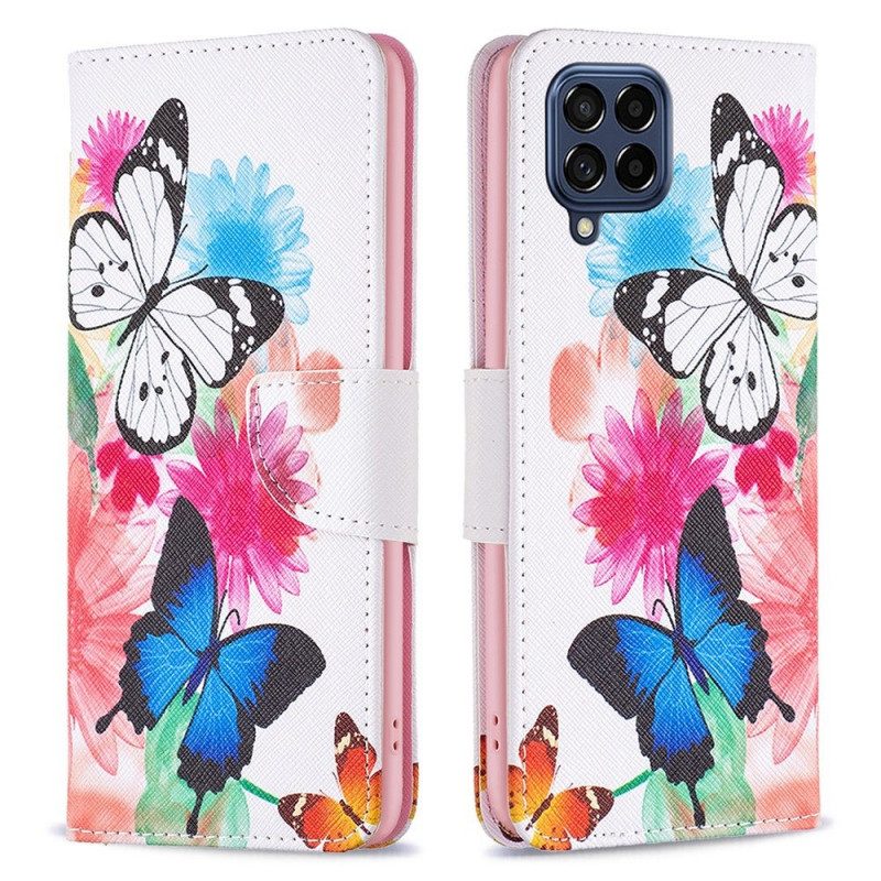 Flip Case Für Samsung Galaxy M53 5G Schmetterlinge Schmetterlinge