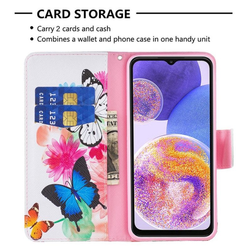 Flip Case Für Samsung Galaxy M53 5G Schmetterlinge Schmetterlinge