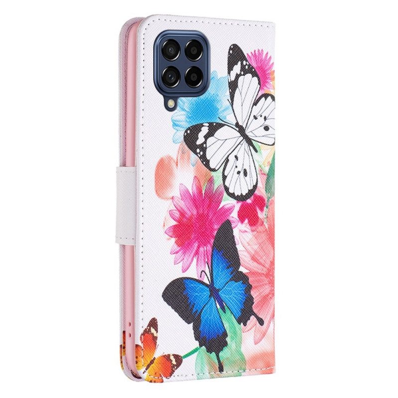 Flip Case Für Samsung Galaxy M53 5G Schmetterlinge Schmetterlinge