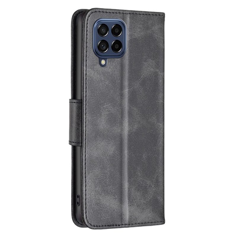 Flip Case Für Samsung Galaxy M53 5G Schrägverschluss Mit Riemen