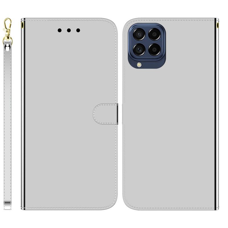 Flip Case Für Samsung Galaxy M53 5G Spiegel Und Schlüsselband