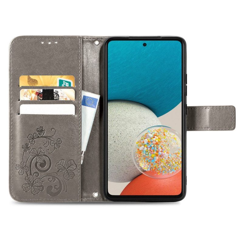 Flip Case Für Samsung Galaxy M53 5G Vierblättriges Kleeblatt