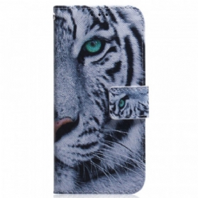 Flip Case Für Samsung Galaxy M53 5G Weißer Tiger