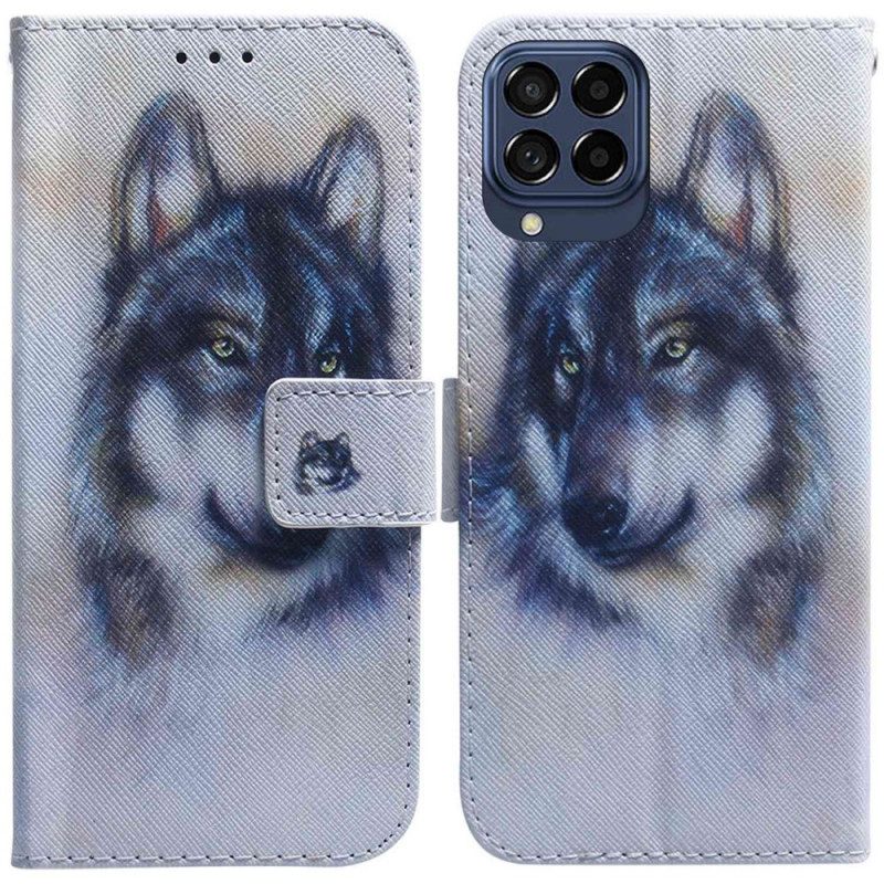 Lederhüllen Für Samsung Galaxy M53 5G Aquarellhund