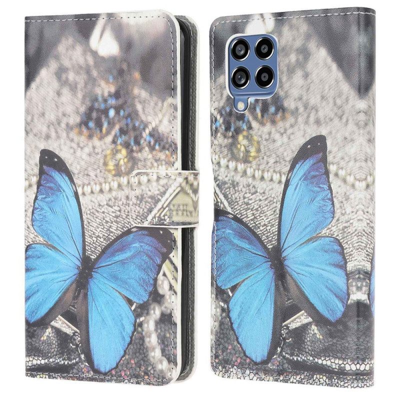 Lederhüllen Für Samsung Galaxy M53 5G Blauer Schmetterling