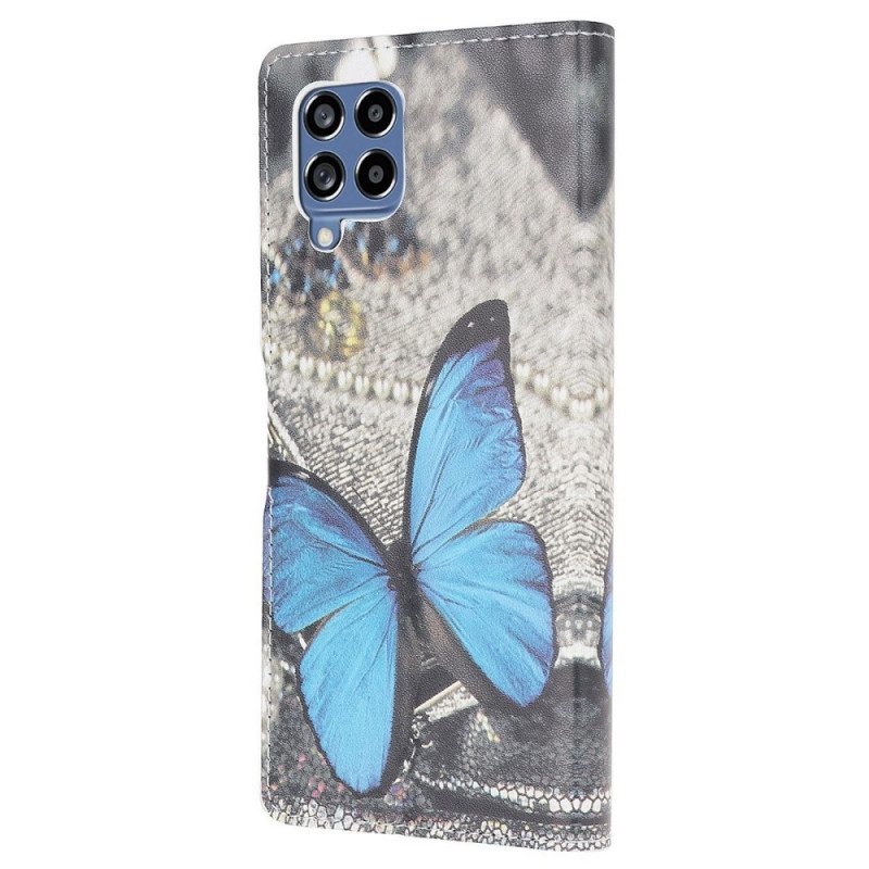 Lederhüllen Für Samsung Galaxy M53 5G Blauer Schmetterling