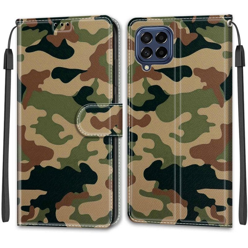 Lederhüllen Für Samsung Galaxy M53 5G Mit Kordel Riemchen-camouflage