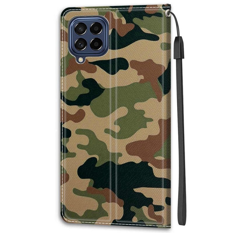 Lederhüllen Für Samsung Galaxy M53 5G Mit Kordel Riemchen-camouflage