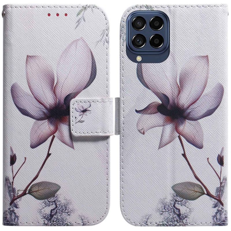 Lederhüllen Für Samsung Galaxy M53 5G Pinke Blume