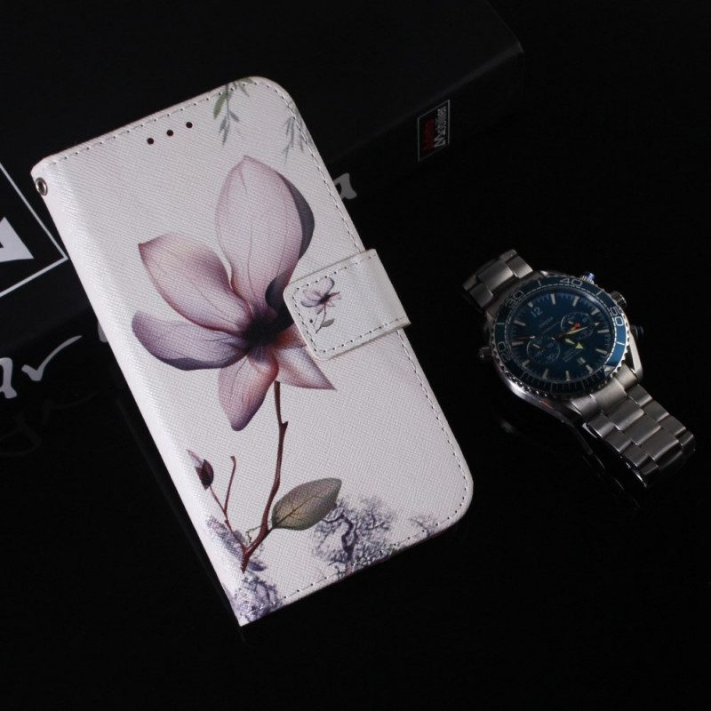 Lederhüllen Für Samsung Galaxy M53 5G Pinke Blume