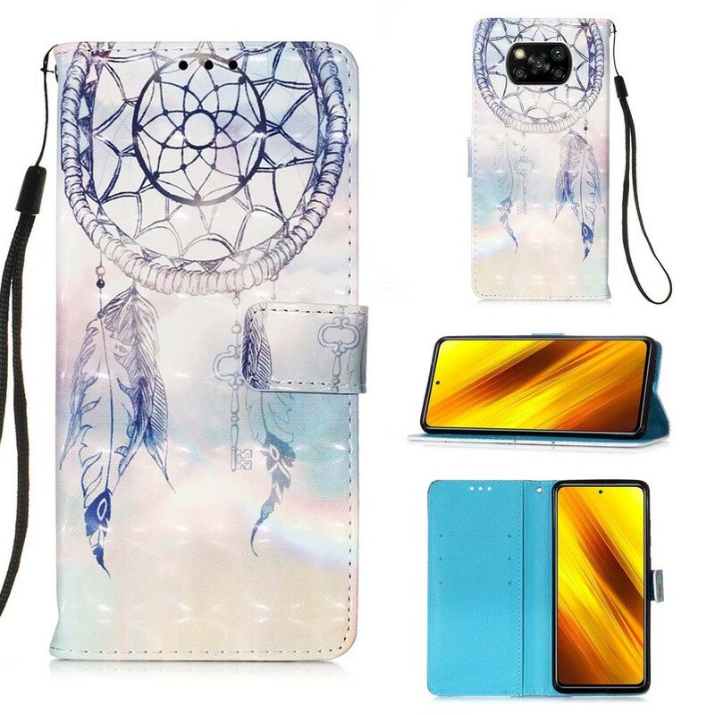 Flip Case Für Poco X3 / X3 Pro / X3 NFC Aquarell-traumfänger